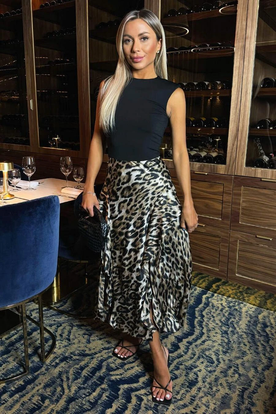 AX Paris Multi Leopard Print 2 In 1 Double Frill Split Midi Dress 4 AX Paris Multi Leopard Print 2 In 1 Double Frill Split Midi Dress - Image 4