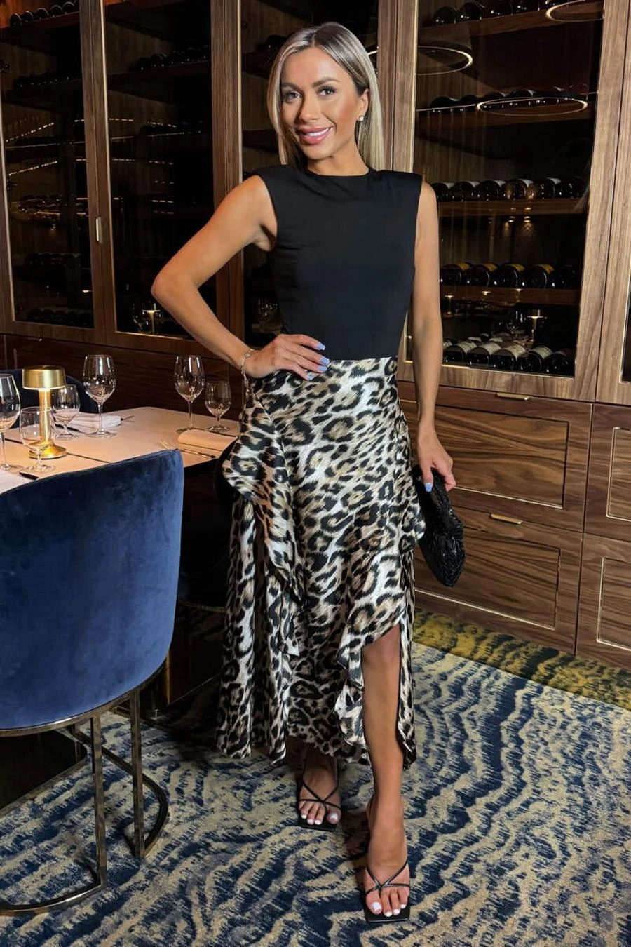 AX Paris Multi Leopard Print 2 In 1 Double Frill Split Midi Dress 1 AX Paris Multi Leopard Print 2 In 1 Double Frill Split Midi Dress