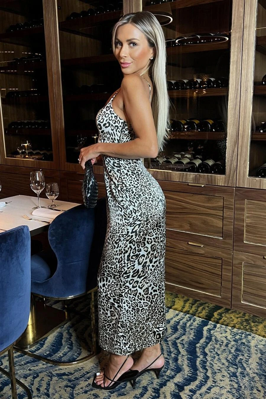 AX Paris Multi Leopard Print Strappy Satin Slip Midi Dress 4 AX Paris Multi Leopard Print Strappy Satin Slip Midi Dress - Image 4