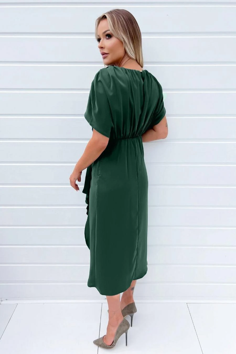 AX Paris Teal Batwing Gathered Top Midi Dress 4 AX Paris Teal Batwing Gathered Top Midi Dress - Image 4